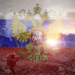 russia russia flag country town destruction sun HD wallpapers