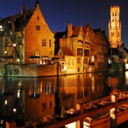 Wallpapers the city, lights, the evening, Bruges, Bruges by night