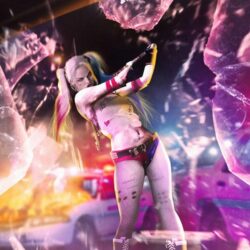 Download wallpapers harley quinn, breaking glasses, birds