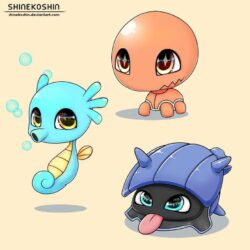 Baby Pokemon: Trapinch, Shellder and Horsea by shinekoshin