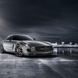 Runway Airplanes Mercedes Benz SLS AMG Spot Light HD Wallpapers