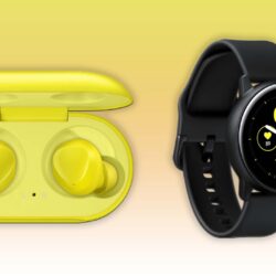 The Samsung Galaxy Watch Active and Galaxy Buds Bunch of image