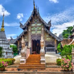 Download Thailand, Chiang Mai, Temple, Flowers Wallpapers