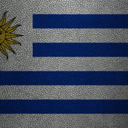 Download wallpapers Flag of Uruguay, 4k, leather texture, Uruguayan
