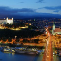 Download wallpapers Bratislava, Slovakia, city, night free desktop