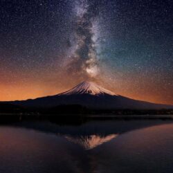 Mount Fuji Night Stars Sea wallpapers