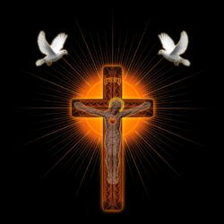 Cross shrine pigeons 3d art religion catholic jesus doves birds