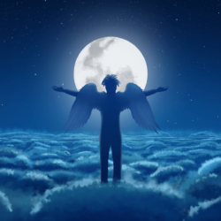 Download Angel, Moon, Beyond The Clouds, Stars, Night