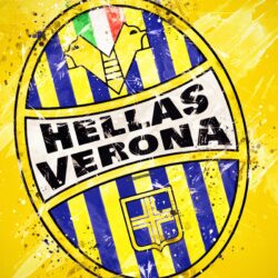 Download wallpapers Hellas Verona FC, 4k, paint art, creative, logo
