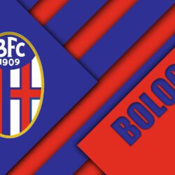 Download wallpapers Bologna FC, logo, 4k, material design, football