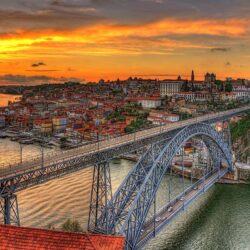 Image Porto Portugal Canal Bridges Sunrises and sunsets Cities