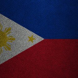 Download wallpapers Flag of the Philippines, 4K, leather texture