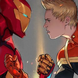 Civil War II Wallpapers Iron Man Vs. Captain Marvel by Vampirewiccan