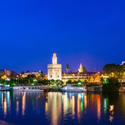 Image Spain Seville Night Rivers Cities Houses