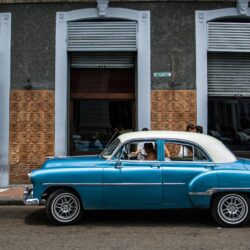 Wallpapers street Havana Cuba Retro Light Blue Cars Side