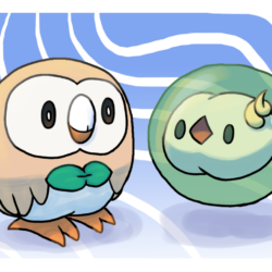 Rowlet and Solosis by Pozem