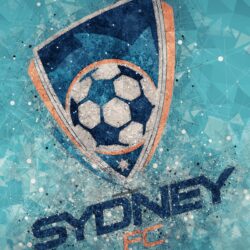 Download wallpapers Sydney FC, 4k, logo, geometric art, Australian