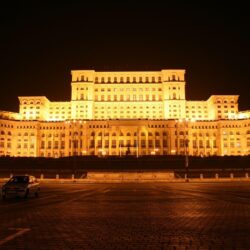 Palace Of The Parliament, Bucharest, Romania – Night View widescreen