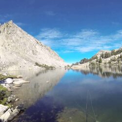 Fishing for trout in Kearsarge Lake in the Kings Canyon National