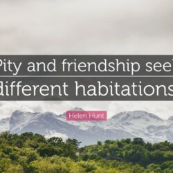Helen Hunt Quote: “Pity and friendship seek different habitations