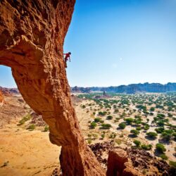 Landscapes nature deserts mountaineers rock climbing shrubs rock