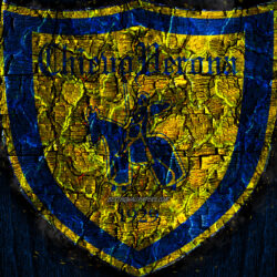 Download wallpapers Chievo FC, scorched logo, Serie A, blue wooden