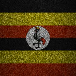 Download wallpapers Flag of Uganda, Africa, 4K, leather texture