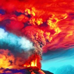Wallpapers nature, the volcano, art, the eruption, lava, Nina Vels