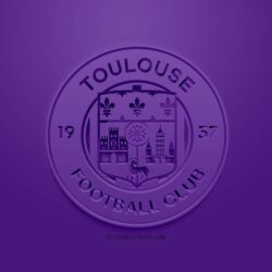 Download wallpapers Toulouse FC, creative 3D logo, purple backgrounds