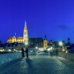 Wallpapers Germany Regensburg Bridges Night Street lights