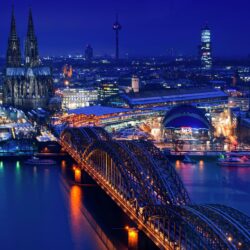 Image Cologne Germany Bridges Night Rivers Cities