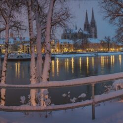 Winter: River Winter Bavaria City Regensburg Germany Nature Enjoy