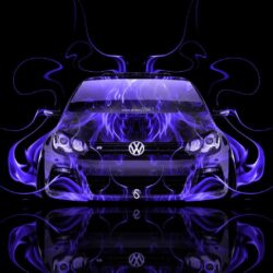 Volkswagen Golf R Front Fire Abstract Car 2014