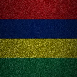 Download wallpapers Flag of Mauritius, 4k, leather texture, Africa