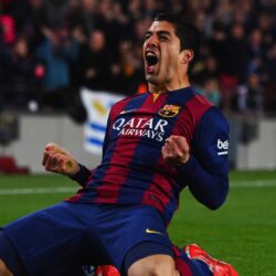 Barcelona Player Luis Suarez Happy After Goal Wallpapers: Players