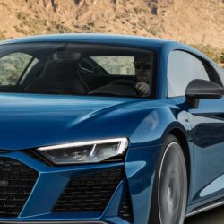 Audi R8 2019 blue car speed iPhone XS Max wallpapers