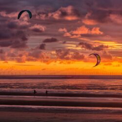 beach sunset kite surfers new brighton HD wallpapers