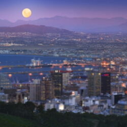 Canberra Hd Of Cape Town Night Buildings In Full Moon South Africa