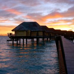 French Polynesia Sunset Sky Clouds Vacation 4k Wallpapers