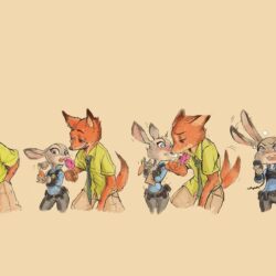 Orange fox illustration, Zootopia, Judy Hopps, Nick Wilde, sketches