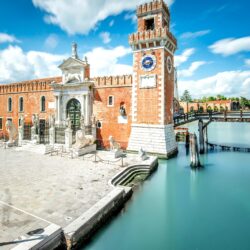 Wallpapers Venice Italy Canal Bridges Street lights Cities
