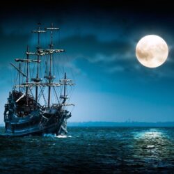 Full Moon Night Ship