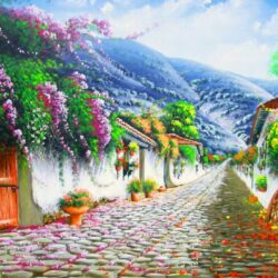 Vivid Flowers Cobblestone Hill wallpapers