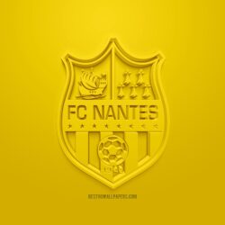 Download wallpapers FC Nantes, creative 3D logo, yellow backgrounds