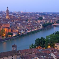 Verona, Italy, Adige river. Android wallpapers for free