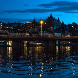 Wallpapers Stockholm Sweden Bridges Water Rivers night