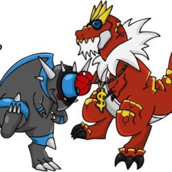 Rampardos and Tyrantrum by AnxiousBison