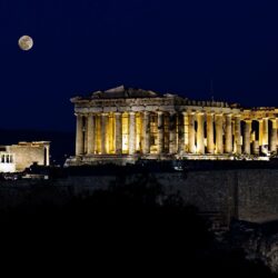 cool acropolis on night