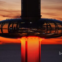 The British Airways i360 tower at dusk on the seafront of Brighton
