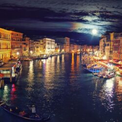 Italy Venice Grand Canal night reflection wallpapers